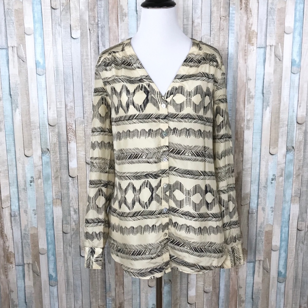 Velvet‎ S Printed 100% Silk Button Down Blouse Top